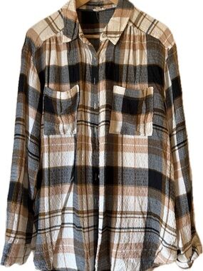 Pilcro Plaid Shirt in Brown, Black & Cream